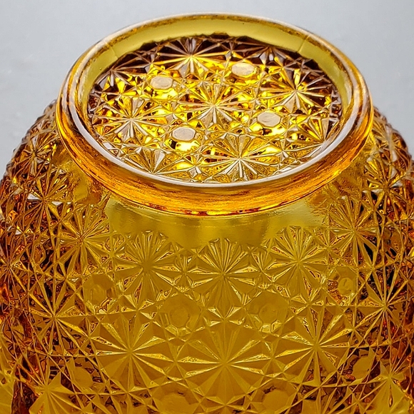 Vntg "Daisy and Button" Amber 6" Bowl by L.E. Smith Glass - Picture 8 of 10